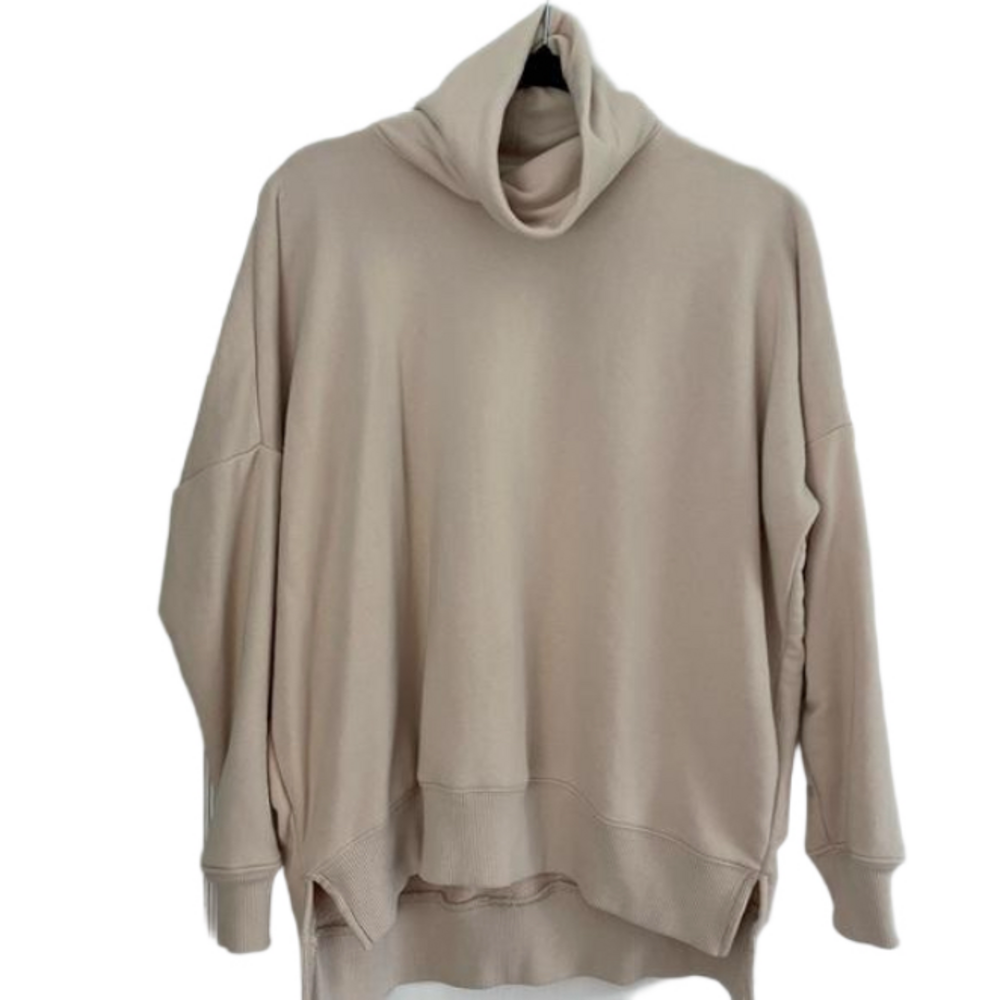 AERIE Women’s Oversized Cowl Neck Pullover Sweatshirt in Pale Pink Size XS